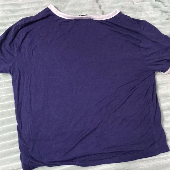 Dark blue cropped shirt with white trim - Picture 3 of 3